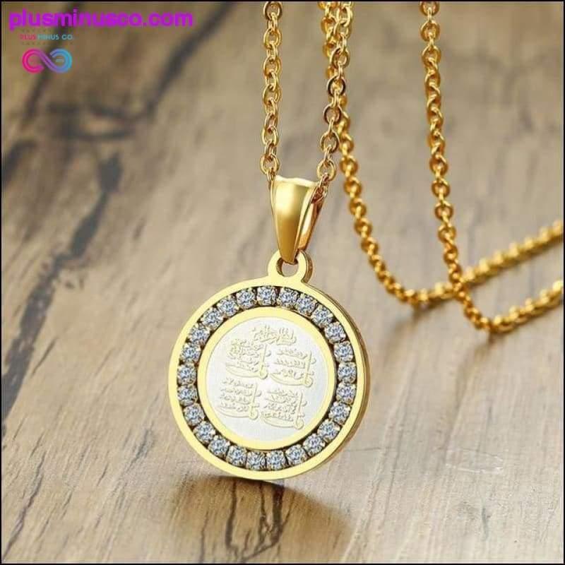 Gold-color CZ Stone Round Religious Necklace - plusminusco.com