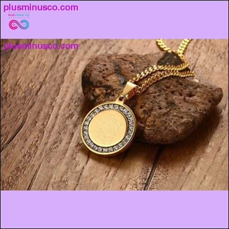 Zlatý okrúhly náboženský náhrdelník CZ Stone - plusminusco.com