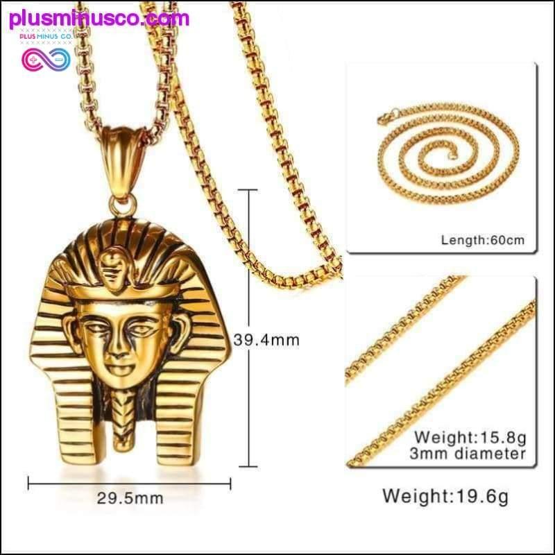 Colar com pingente de faraó egípcio dourado para homens - plusminusco.com