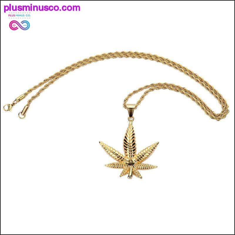 Pozlacený náhrdelník z konopných listů - plusminusco.com