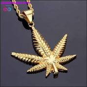 Pozlacený náhrdelník z konopných listů - plusminusco.com