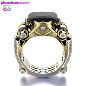 Златен с черен камък стимпънк винтидж мъжки пръстен - plusminusco.com