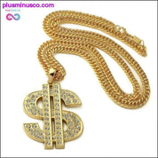 Collana unisex catena dorata con simbolo del dollaro grande $ - plusminusco.com