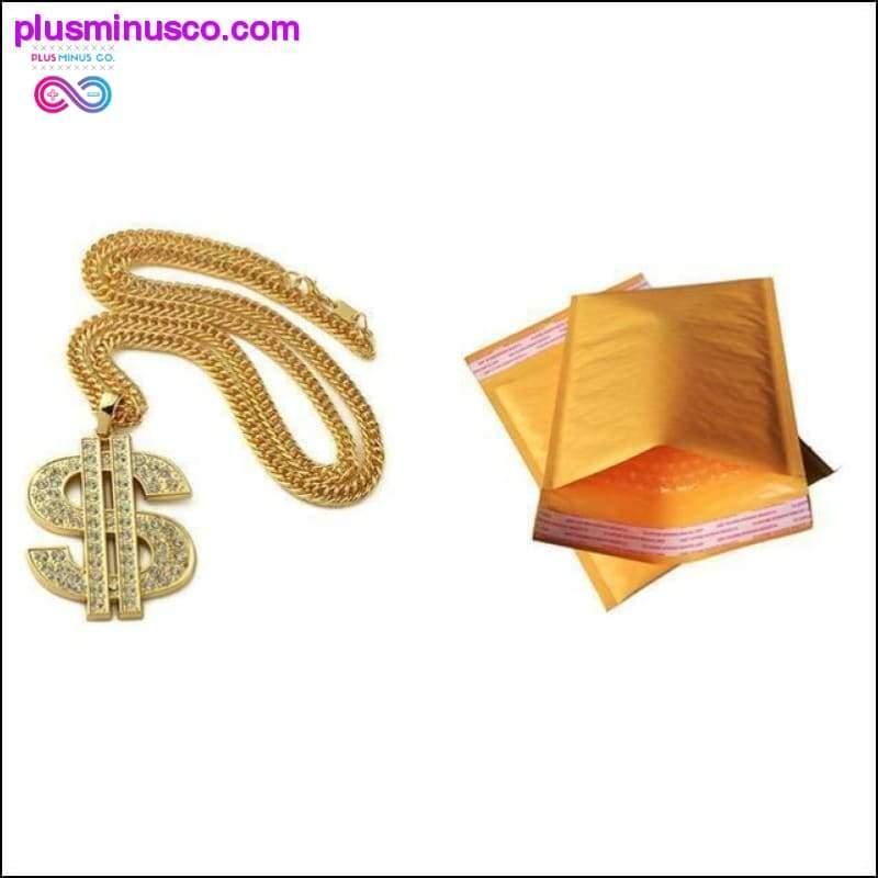 Collana unisex catena dorata con simbolo del dollaro grande $ - plusminusco.com