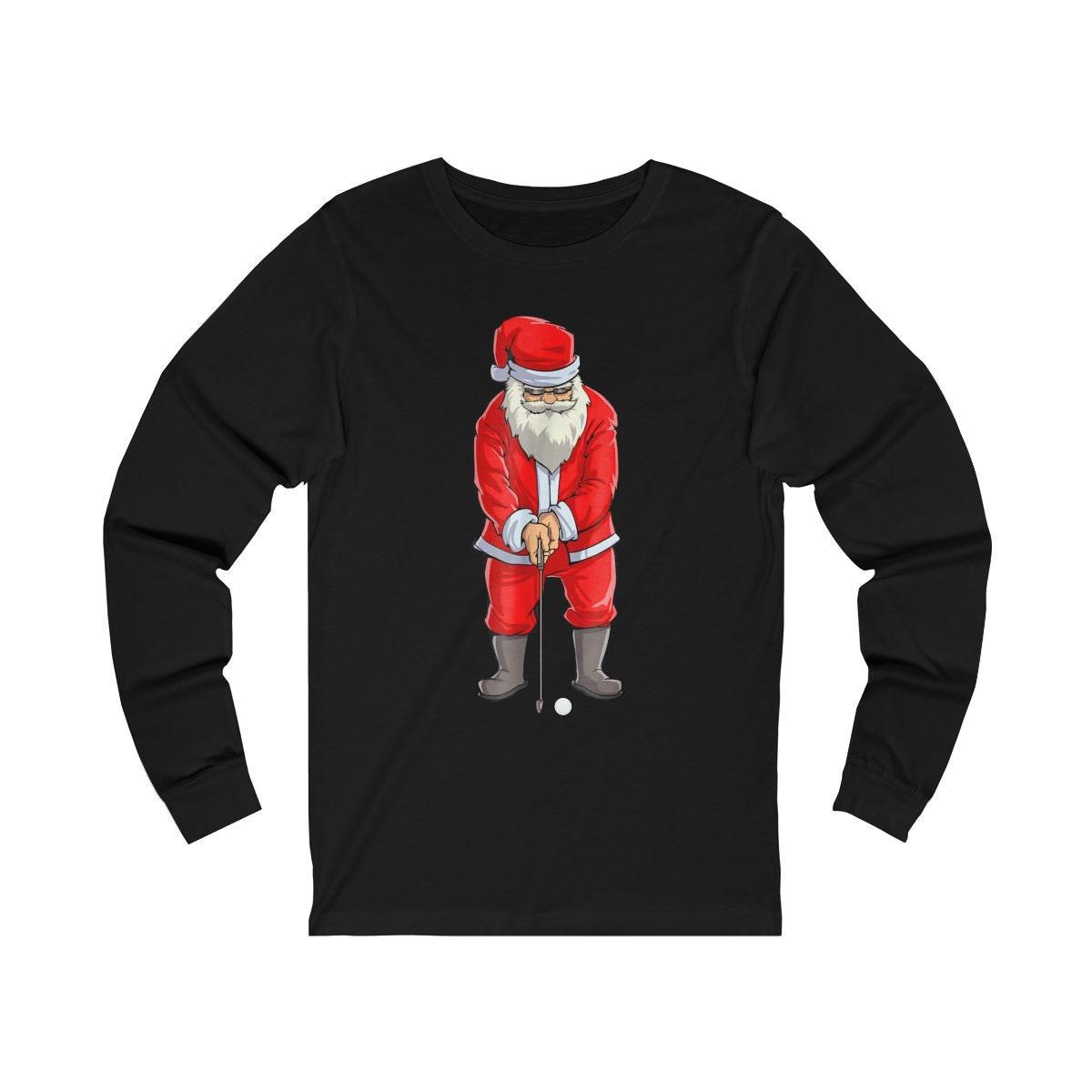 Golfing Santa long sleeve, red Santa Golfer Christmas Club Sport Gift, Golf Santa, Santa playing Golf, Golf Lover Christmas Gift, - plusminusco.com