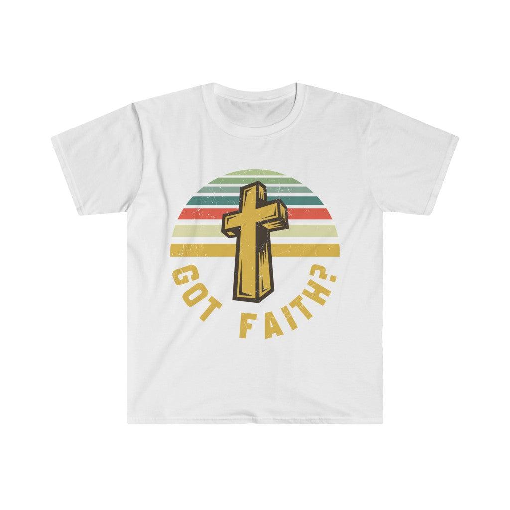 Got Faith?, Unisex-T-Shirt im weichen Stil aus Baumwolle, Rundhalsausschnitt, DTG, Herrenbekleidung, normale Passform, T-Shirts, Damenbekleidung - plusminusco.com