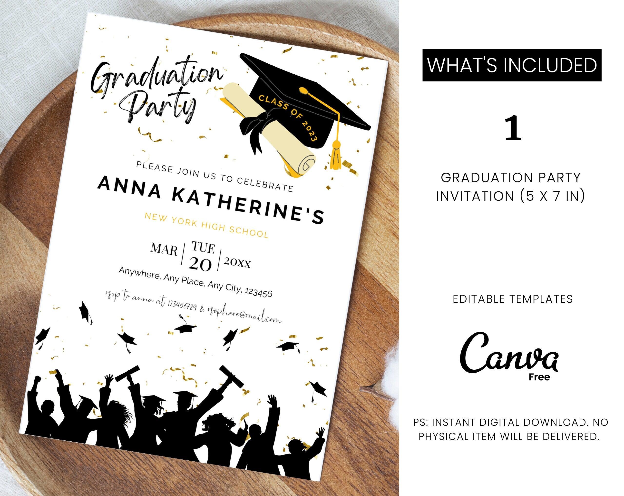 Graduation Invitation, 2023 Graduation Invitation, 2022  Graduation, Graduation Announcement, Graduation Card Template, Canva Template - plusminusco.com