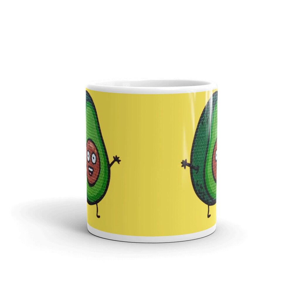 Green Avocado with yellow background  Avocado mug, funny avacado mug, avocado lover, avocado coffee mug, avocado gift, cute avocado mug, - plusminusco.com