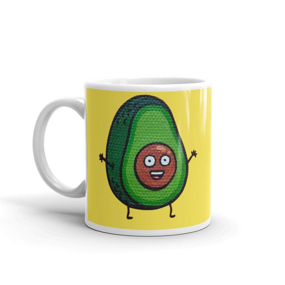 Green Avocado with yellow background  Avocado mug, funny avacado mug, avocado lover, avocado coffee mug, avocado gift, cute avocado mug, - plusminusco.com