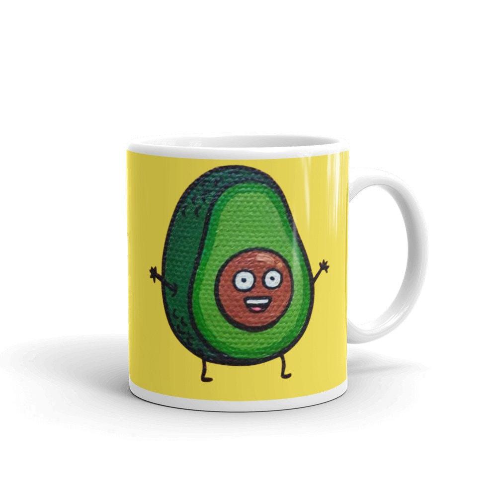 Green Avocado with yellow background  Avocado mug, funny avacado mug, avocado lover, avocado coffee mug, avocado gift, cute avocado mug, - plusminusco.com
