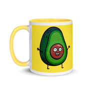 Green Avocado with yellow background  Avocado mug, funny avacado mug, avocado lover, avocado coffee mug, with Color Inside - plusminusco.com