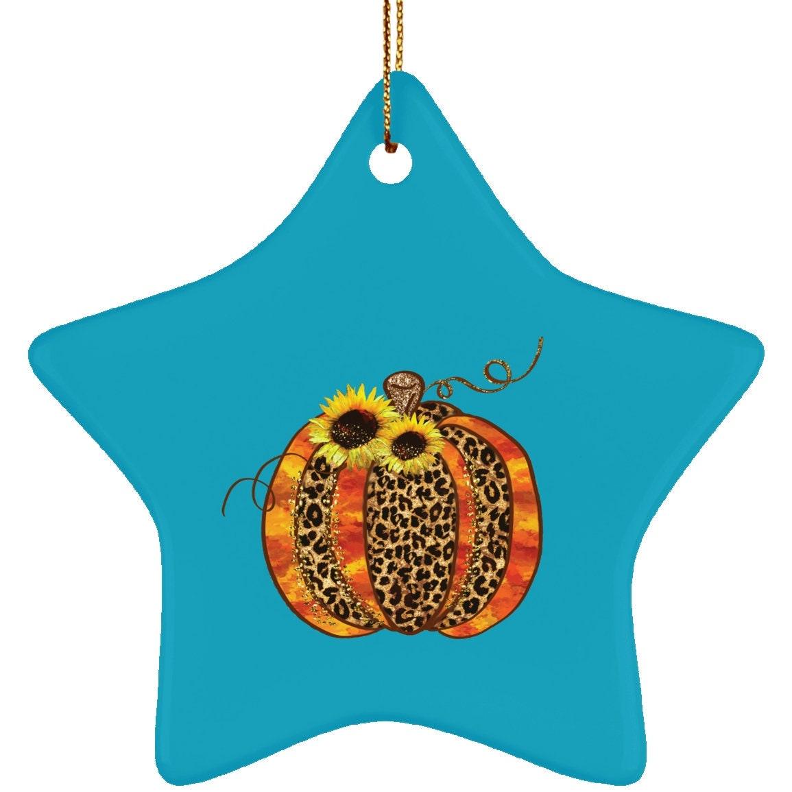 Ornement étoile en céramique sur le thème de la citrouille d'Halloween, décoration d'Halloween, collier pendentif d'Halloween, conception de citrouille d'Halloween - plusminusco.com