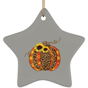 Ornament de stea din ceramică cu tema dovleac de Halloween, decor de Halloween, colier cu pandantiv de Halloween, design de dovleac de Halloween - plusminusco.com