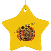 Ornamento de estrela de cerâmica com tema de abóbora de Halloween, decoração de Halloween, colar com pingente de Halloween, design de abóbora de Halloween - plusminusco.com