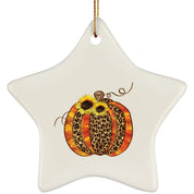 Στολίδι με κεραμικό αστέρι με θέμα αποκριάτικες κολοκύθες, αποκριάτικη διακόσμηση, κολιέ με κρεμαστό κόσμημα αποκριών, σχέδιο κολοκύθας αποκριών - plusminusco.com