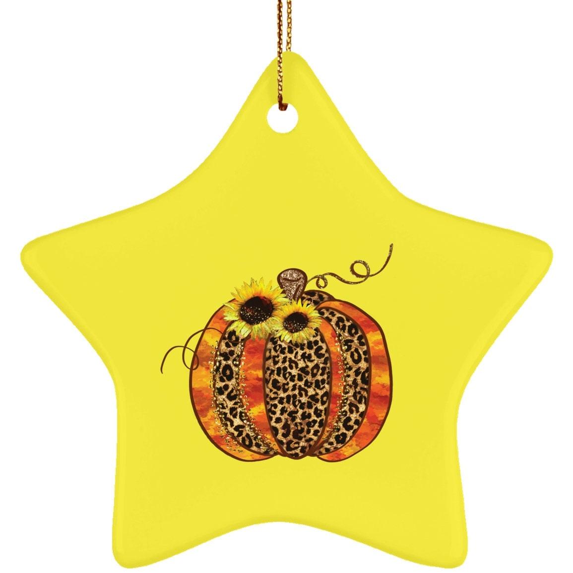 Tema zucca di Halloween Ornamento stella in ceramica, decorazione di Halloween, collana con ciondolo di Halloween, design zucca di Halloween - plusminusco.com