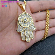 Hamsa Hand of Fatima Necklace Gold Color Stainless Steel neckalce, Necklace, Necklaces - plusminusco.com