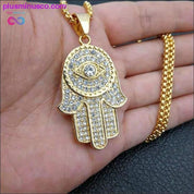 Hamsa Hand of Fatima Necklace Gold Color Stainless Steel - plusminusco.com