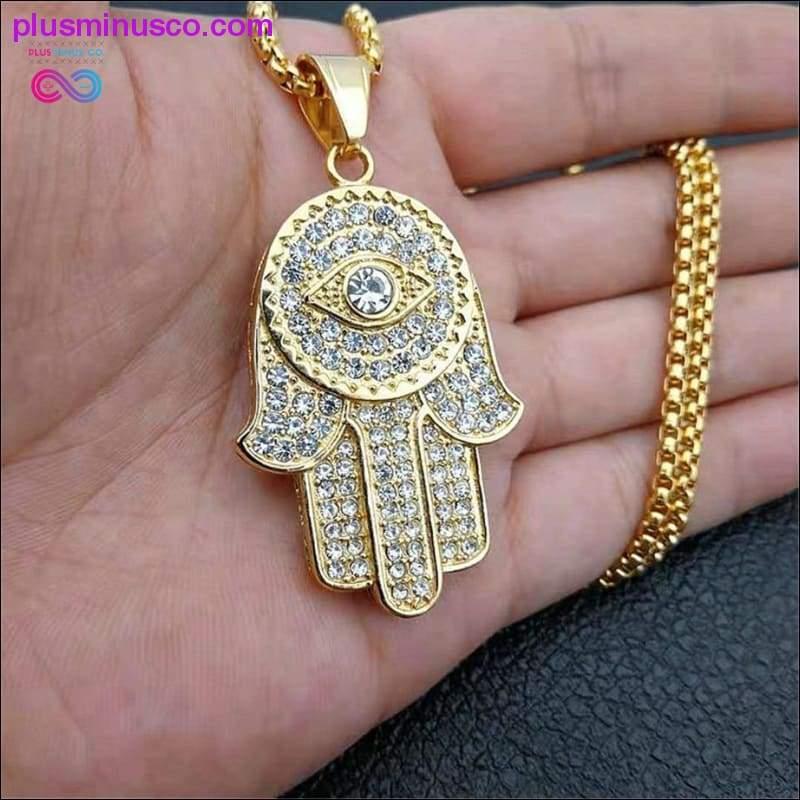 Hamsa Hand of Fatima Necklace Gold Color Stainless Steel - plusminusco.com