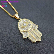 Hamsa Hand of Fatima Necklace Gold Color Stainless Steel - plusminusco.com