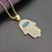Hamsa Hand of Fatima Necklace Gold Color Stainless Steel - plusminusco.com