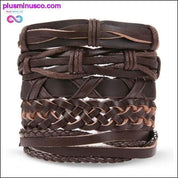 Hand-knitted Multi-layer Leather Feather Leaf Bracelet and - plusminusco.com
