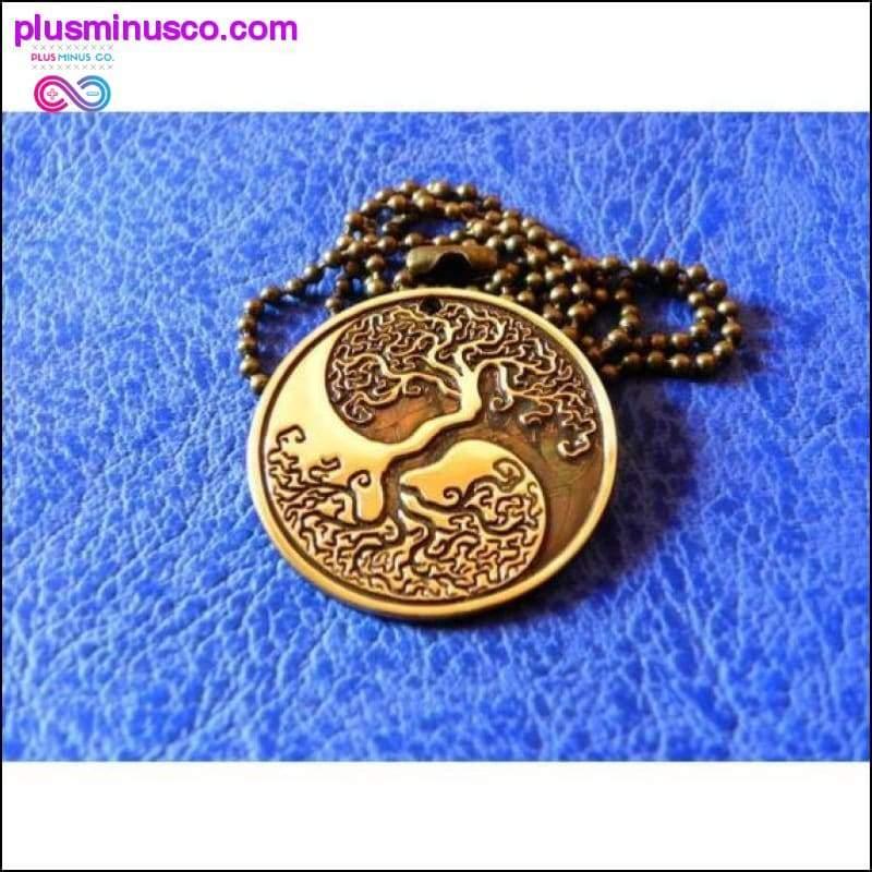 Ručně vyrobený a leptaný Yin Yang Tree Of Life náhrdelník - plusminusco.com