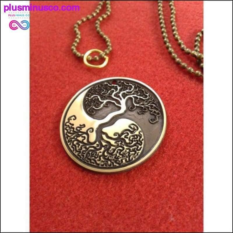 Ročno izdelana in jedkana ogrlica Yin Yang Tree Of Life - plusminusco.com