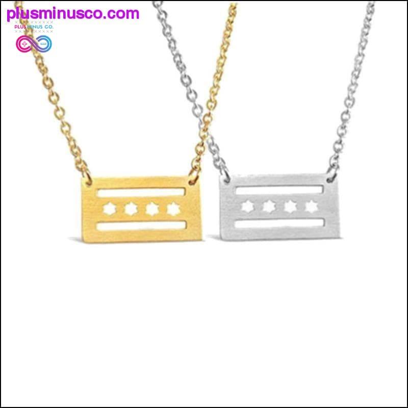 Handmade Brushed Metal Chicago Flag Necklace - Chicago State - plusminusco.com