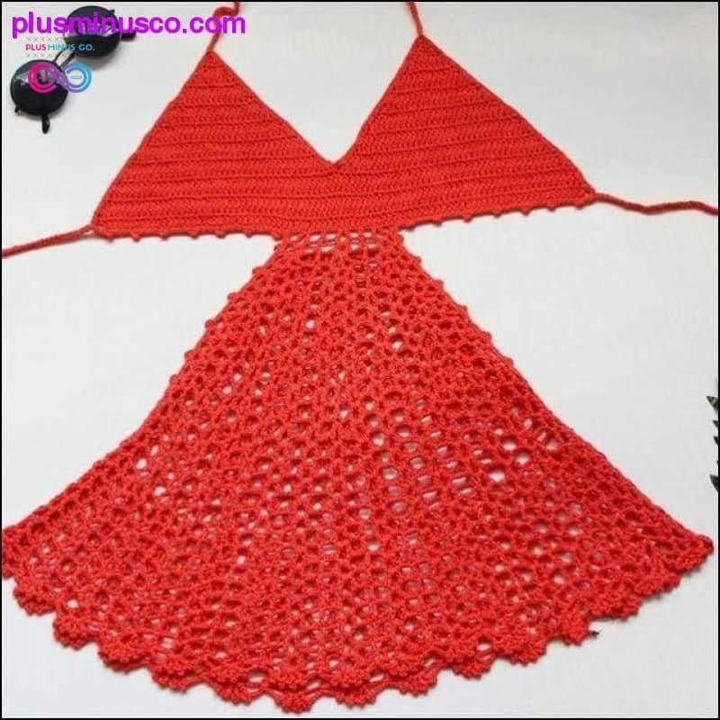 Handmade Crochet Deep V Neck Backless Swimwear - plusminusco.com