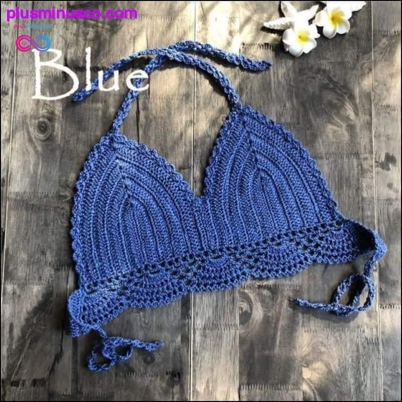 Handmade Crochet Women Bikini Top Boho Beach Bralette Solid - plusminusco.com