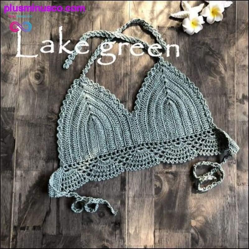 Handmade Crochet Women Bikini Top Boho Beach Bralette Solid - plusminusco.com