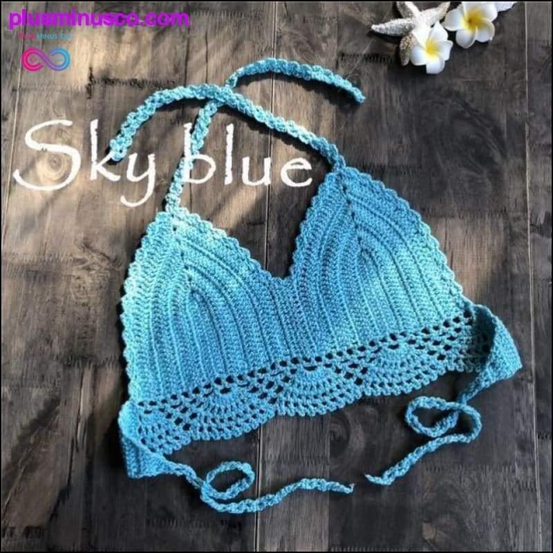Handmade Crochet Women Bikini Top Boho Beach Bralette Solid - plusminusco.com