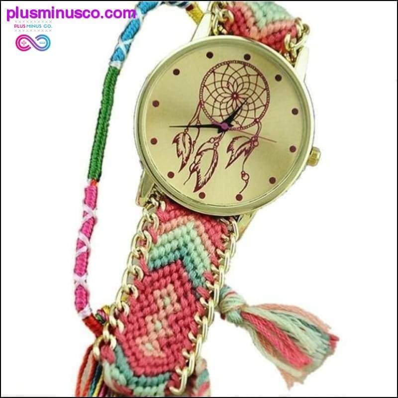 Relógio com pulseira da amizade Dreamcatcher feito à mão - plusminusco.com