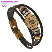 Золотий шкіряний браслет ручної роботи зі знаком Зодіаку - plusminusco.com