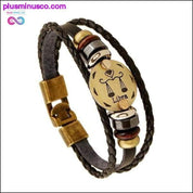 Handmade Leather Gold Coin Zodiac Bracelet - plusminusco.com