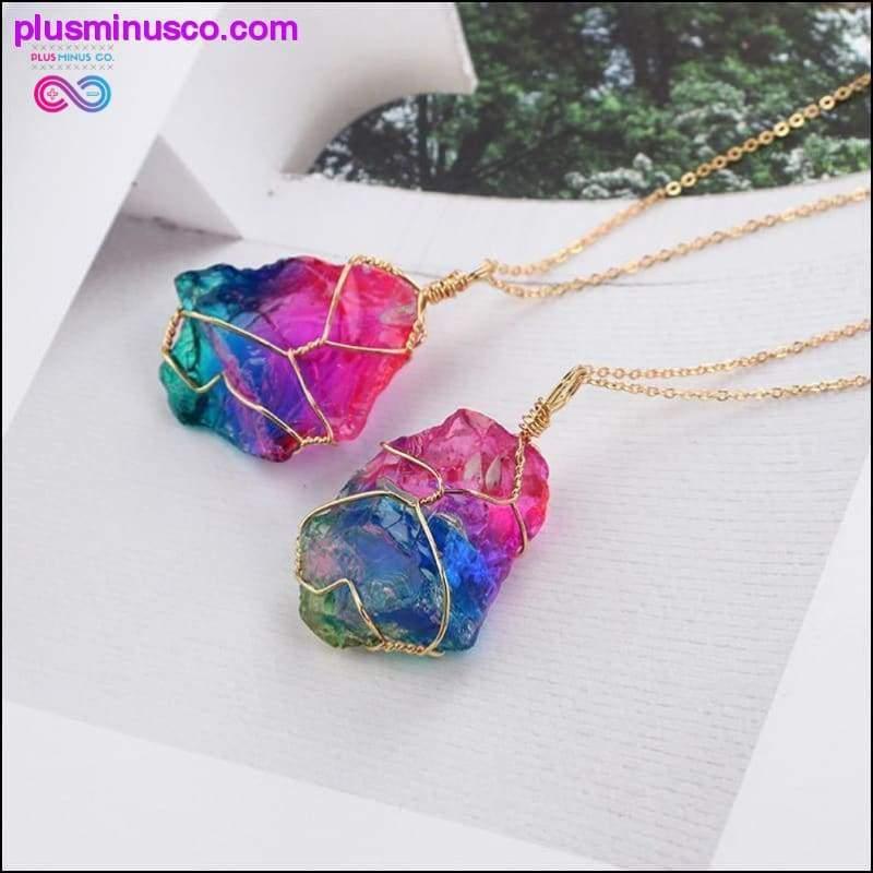 Handgefertigte natürliche Regenbogenquarz-Kristall-Halskette – plusminusco.com