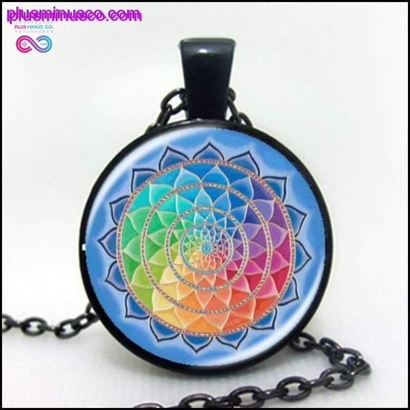 Handgefertigte Regenbogen-Blume des Lebens-Mandala-Halskette – plusminusco.com