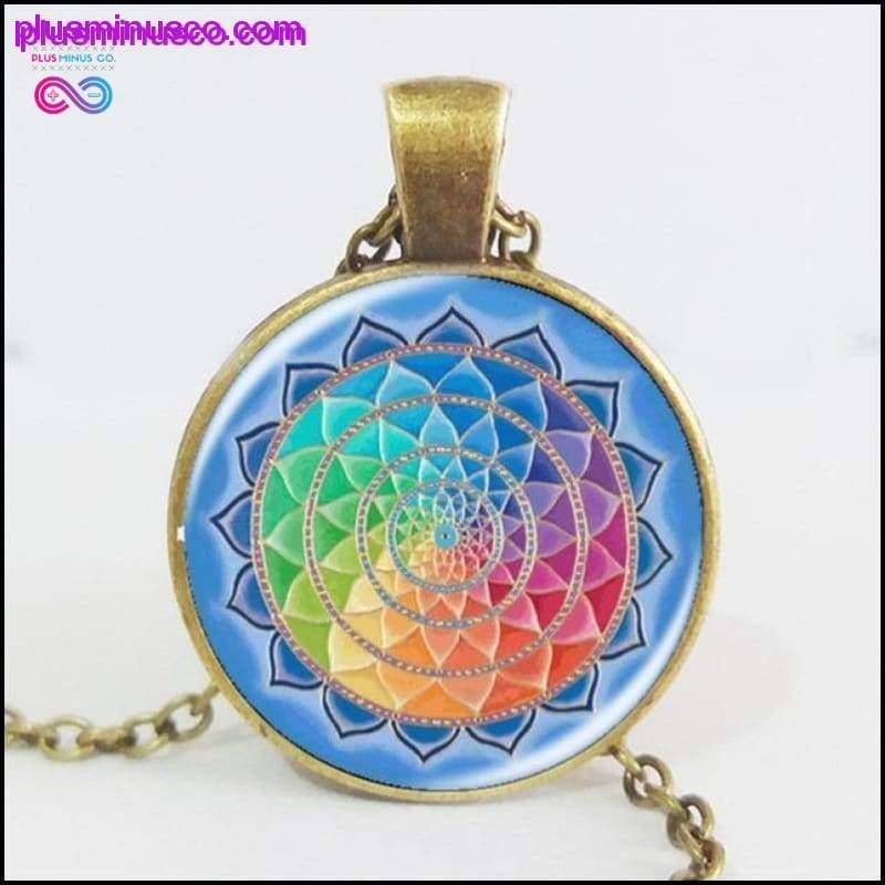 Handgefertigte Regenbogen-Blume des Lebens-Mandala-Halskette – plusminusco.com