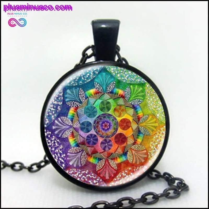 Ručne vyrobený náhrdelník s posvätnou geometriou Rainbow Mandala - plusminusco.com