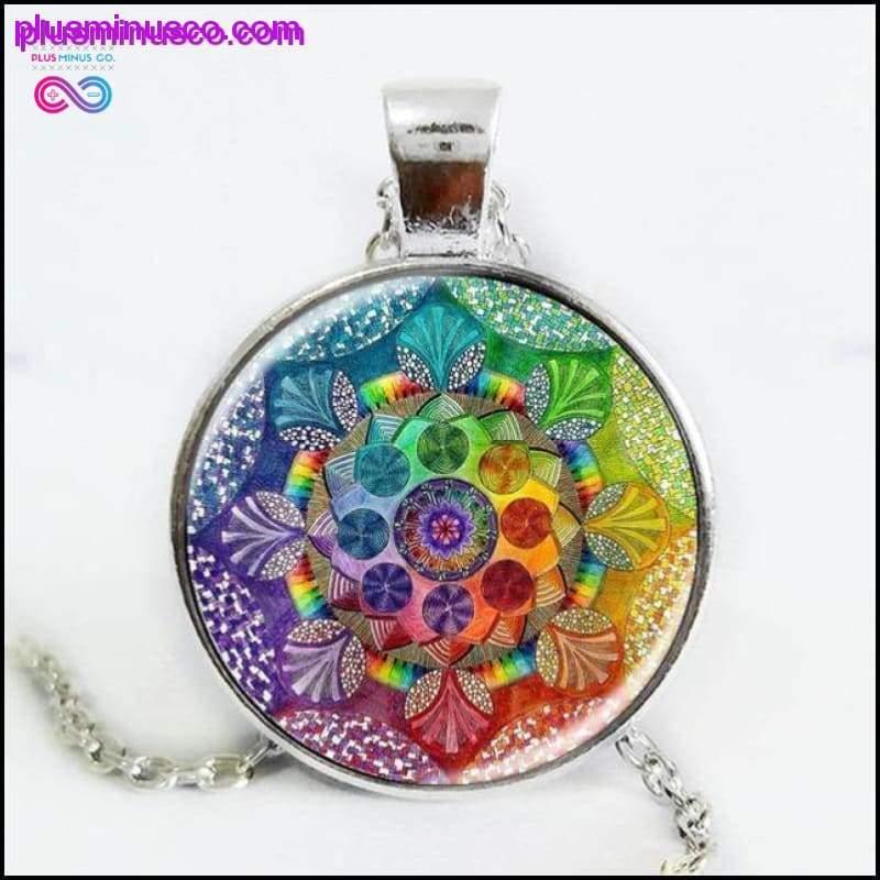 Ručne vyrobený náhrdelník s posvätnou geometriou Rainbow Mandala - plusminusco.com