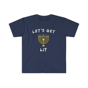 Presente de Hanukkah, camisetas Let's Get Lit Chanukah 2022, provérbios judaicos, feriado judaico, Let's Get Lit Hanukkah Shirt Jew Menorah Chanukkah - plusminusco.com