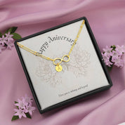 Happy Anniversary Infinity Hand Stamped Charm Bracelet, Anniversary Gold Gift, Personalized Wife Bracelet Gift, Best Anniversary Jewelry - plusminusco.com