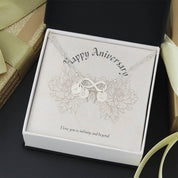 Bransoletka Happy Anniversary Infinity z ręcznie tłoczonym urokiem, złoty prezent na rocznicę, spersonalizowana bransoletka na prezent dla żony, najlepsza biżuteria na rocznicę - plusminusco.com