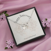 Happy Anniversary Infinity Hand Stamped Charm Bracelet, Anniversary Gold Gift, Personalized Wife Bracelet Gift, Best Anniversary Jewelry - plusminusco.com