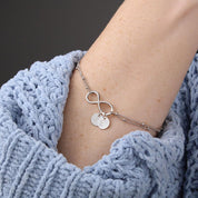 Happy Anniversary Infinity Hand Stamped Charm Bracelet, Anniversary Gold Gift, Personalized Wife Bracelet Gift, Best Anniversary Jewelry - plusminusco.com