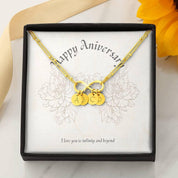Happy Anniversary Infinity Hand Stamped Charm Bracelet, Anniversary Gold Gift, Personalized Wife Bracelet Gift, Best Anniversary Jewelry - plusminusco.com