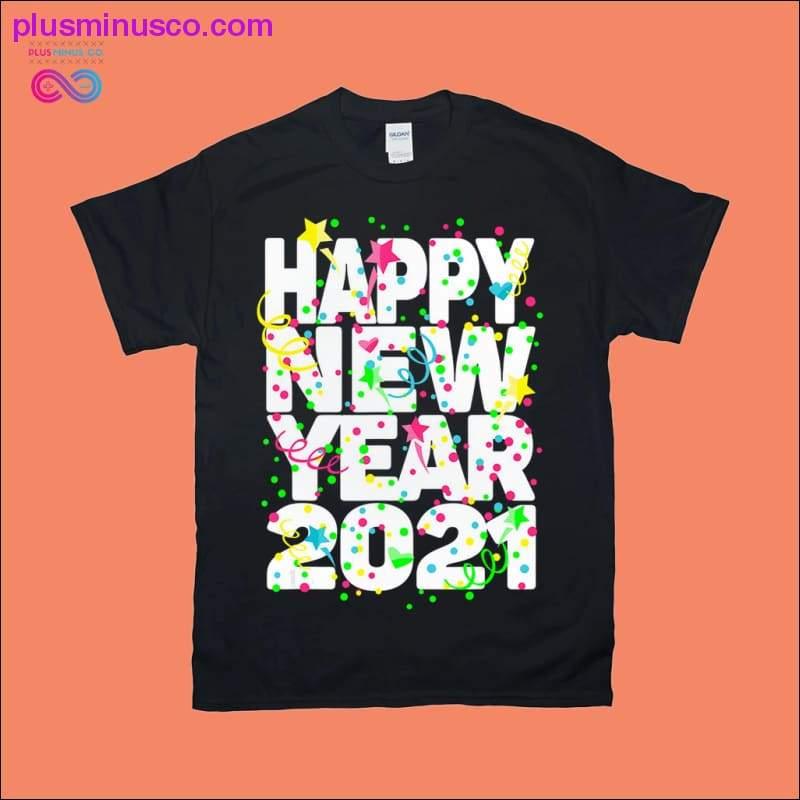 Laimīgu Jauno gadu 2021, melni T-krekli — plusminusco.com