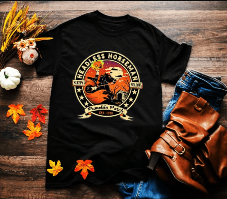 Headless Horseman T-Shirts, Patch 1820 Shirt, Sleepy Hollow T-Shirt, Pumpkin Head Shirt, Unisex Family Unisex Softstyle T-Shirt - plusminusco.com