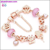 Heart & Key Pendant Rose Gold Color Fine Bracelets & Bangles - plusminusco.com